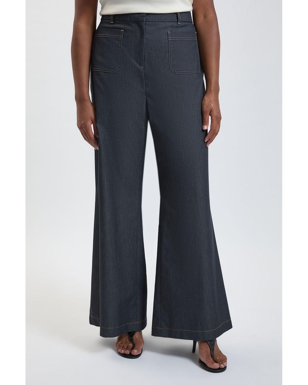 Karen Millen Blue Plus Size Tailored Denim Straight Leg Trouser