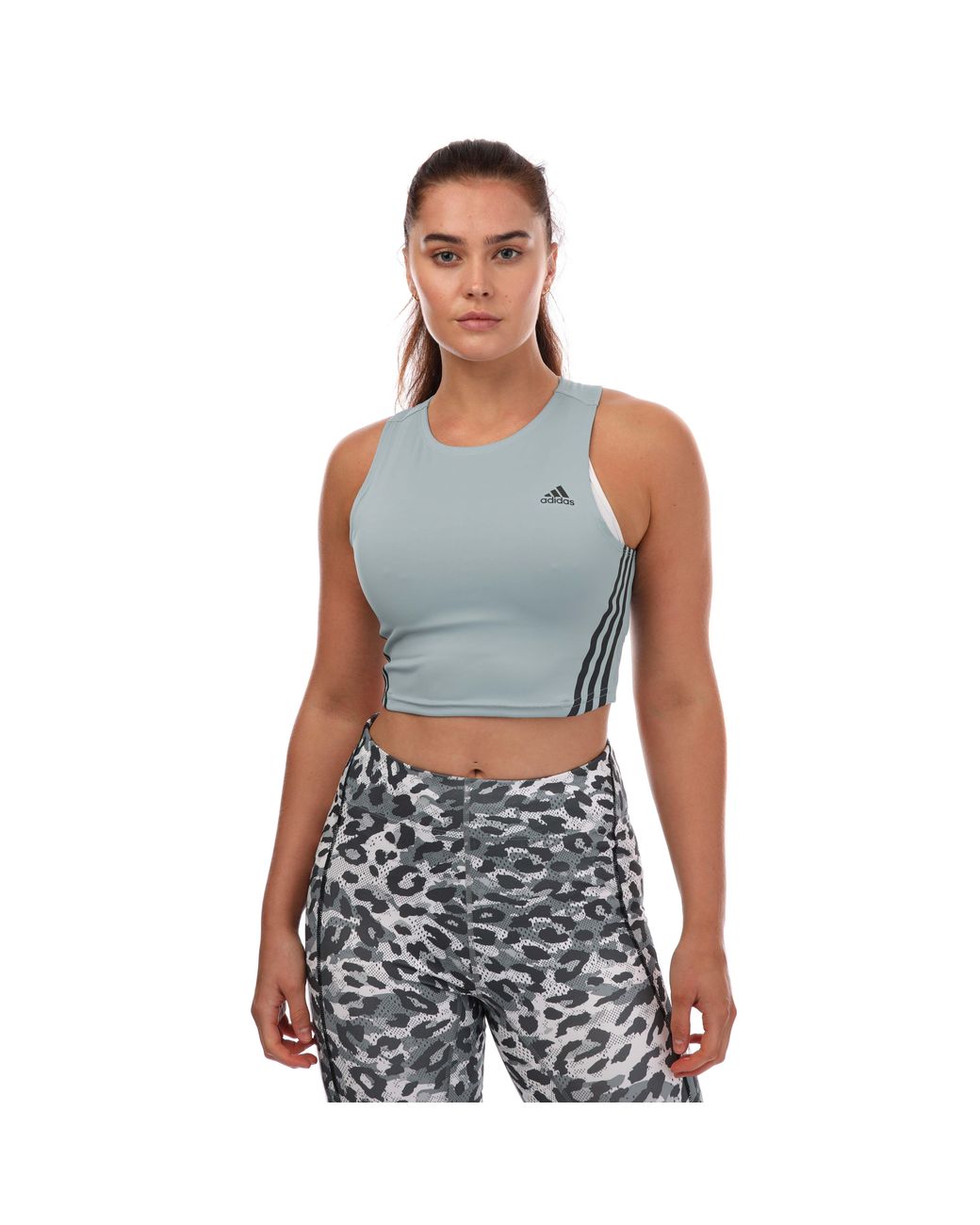 Adidas Blue Run Icons 3-Stripes Cooler Running Crop Top
