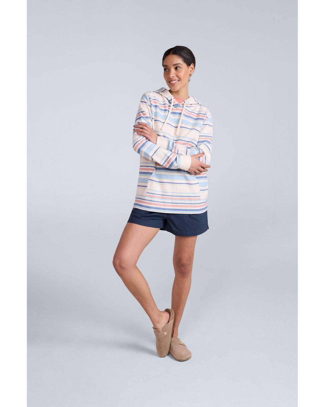 Mountain Warehouse White Lila' Beach Hoodie Drawcord Adjustable Hood Warm Cosy Pullover Cotton