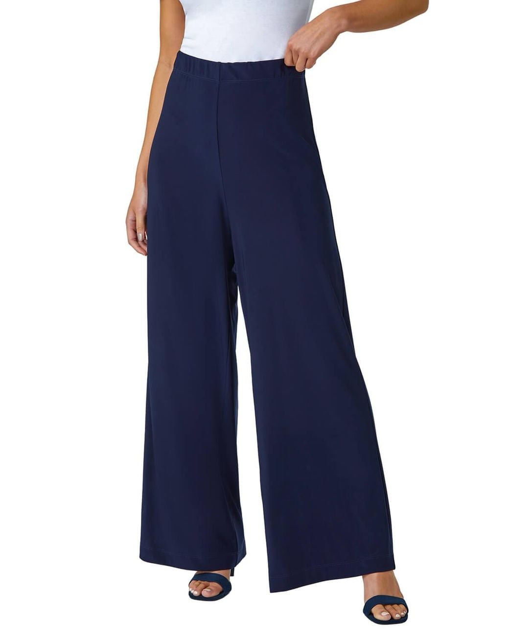 Roman Blue Petite Wide Leg Stretch Trouser