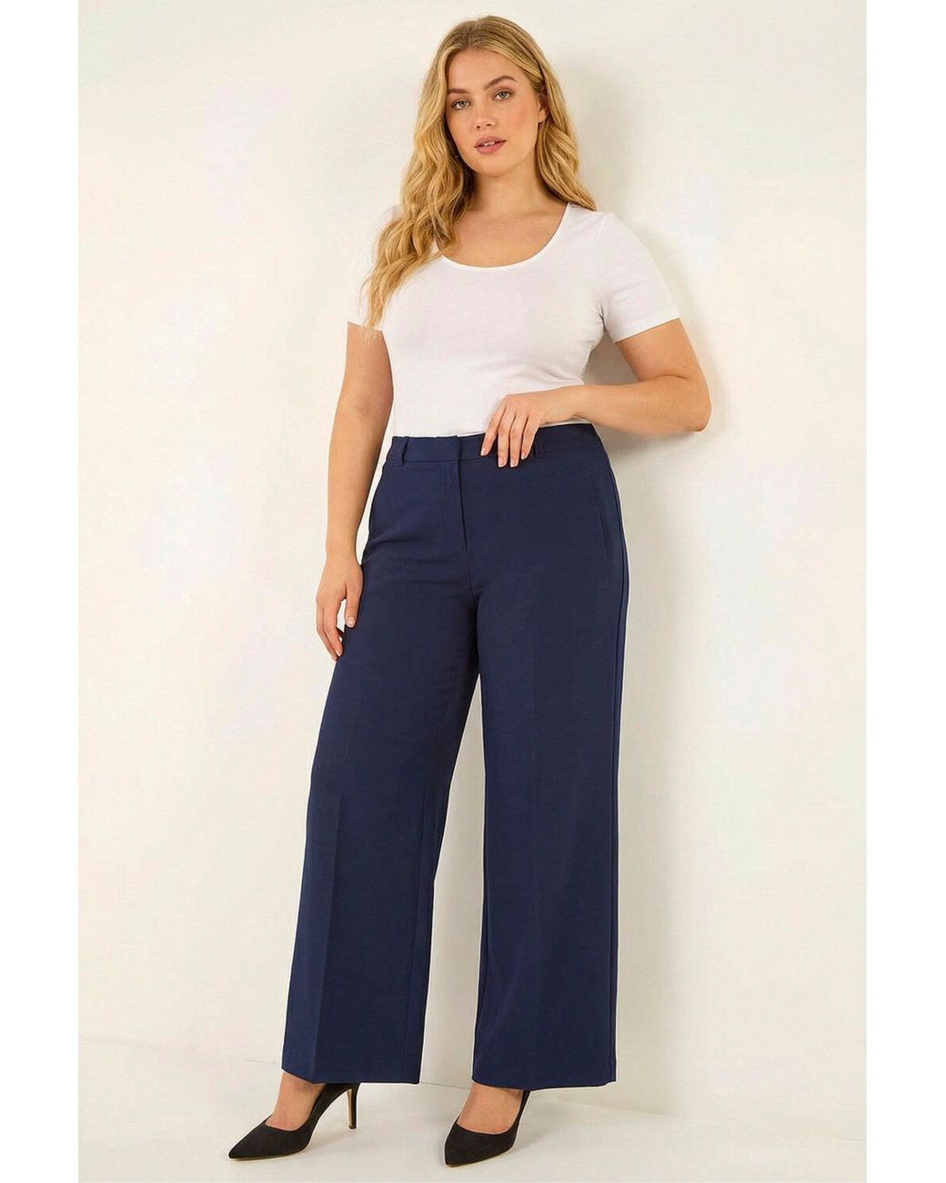 Roman Blue Curve Wide Leg Tailored Trouser