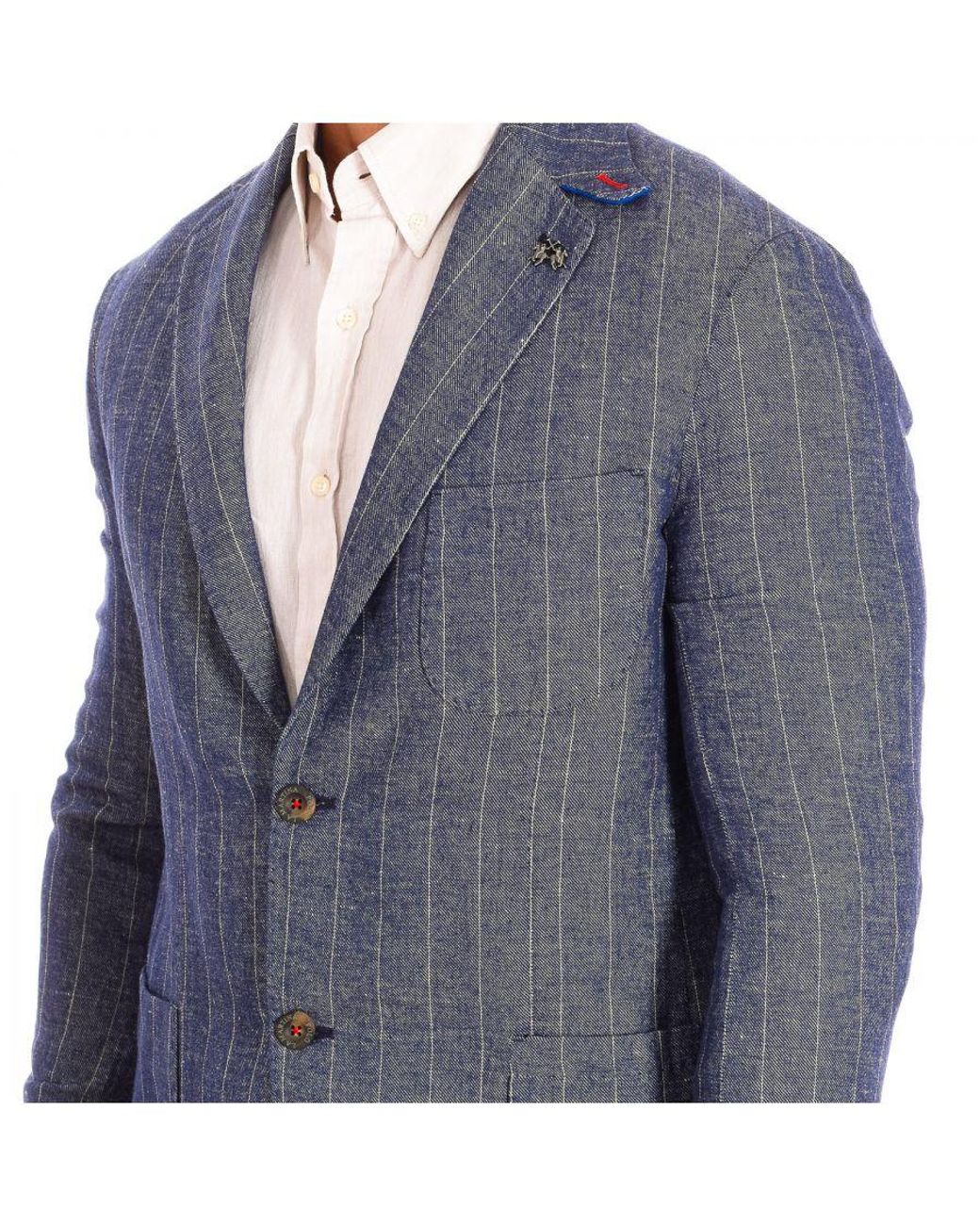 La Martina Blue Regular Fit Long-Sleeved Blazer Tmj003-Tl124 for men