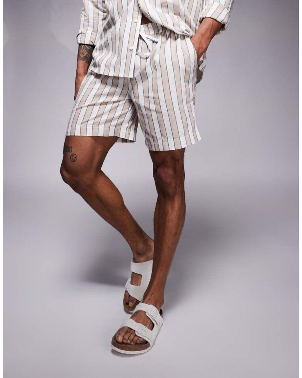 South Beach Natural Drawstring Shorts for men