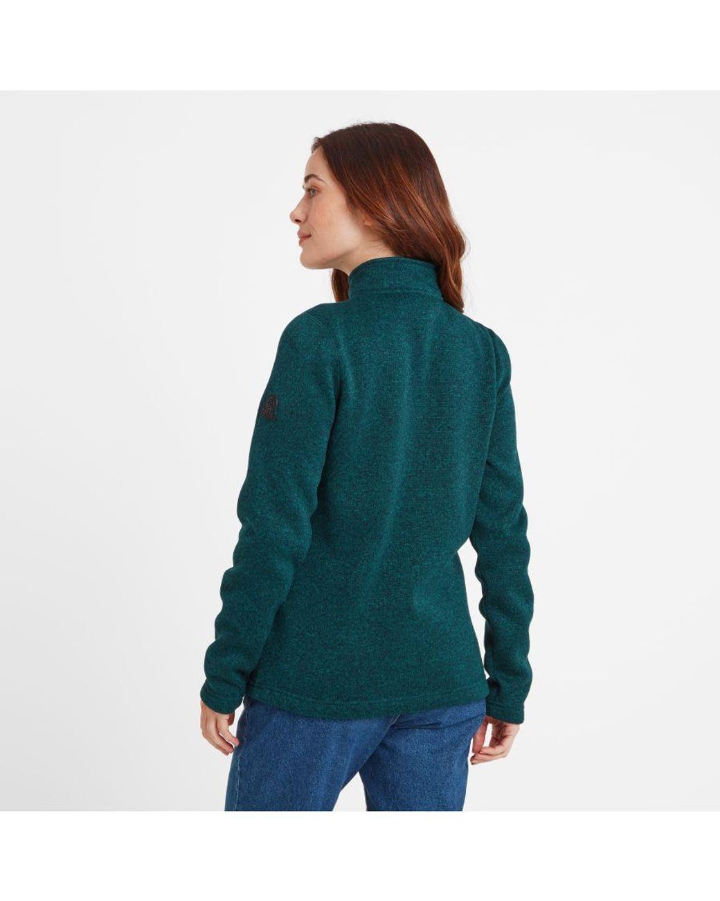 TOG24 Blue Pearson Knitlook Fleece Zipneck Deep Marl