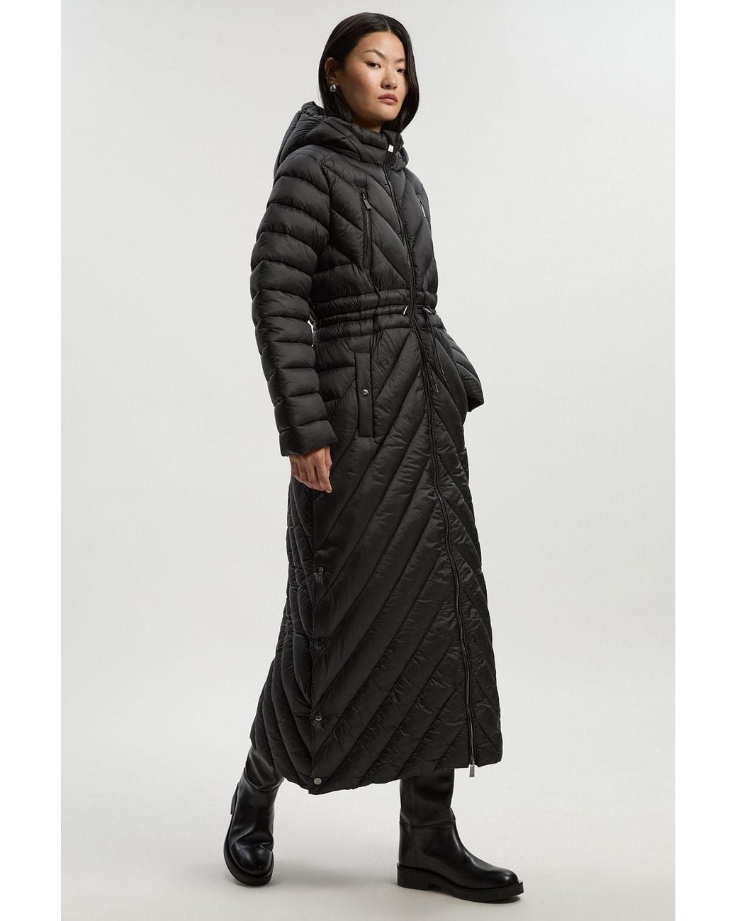 Karen Millen Black Lightweight Packable Maxi Coat