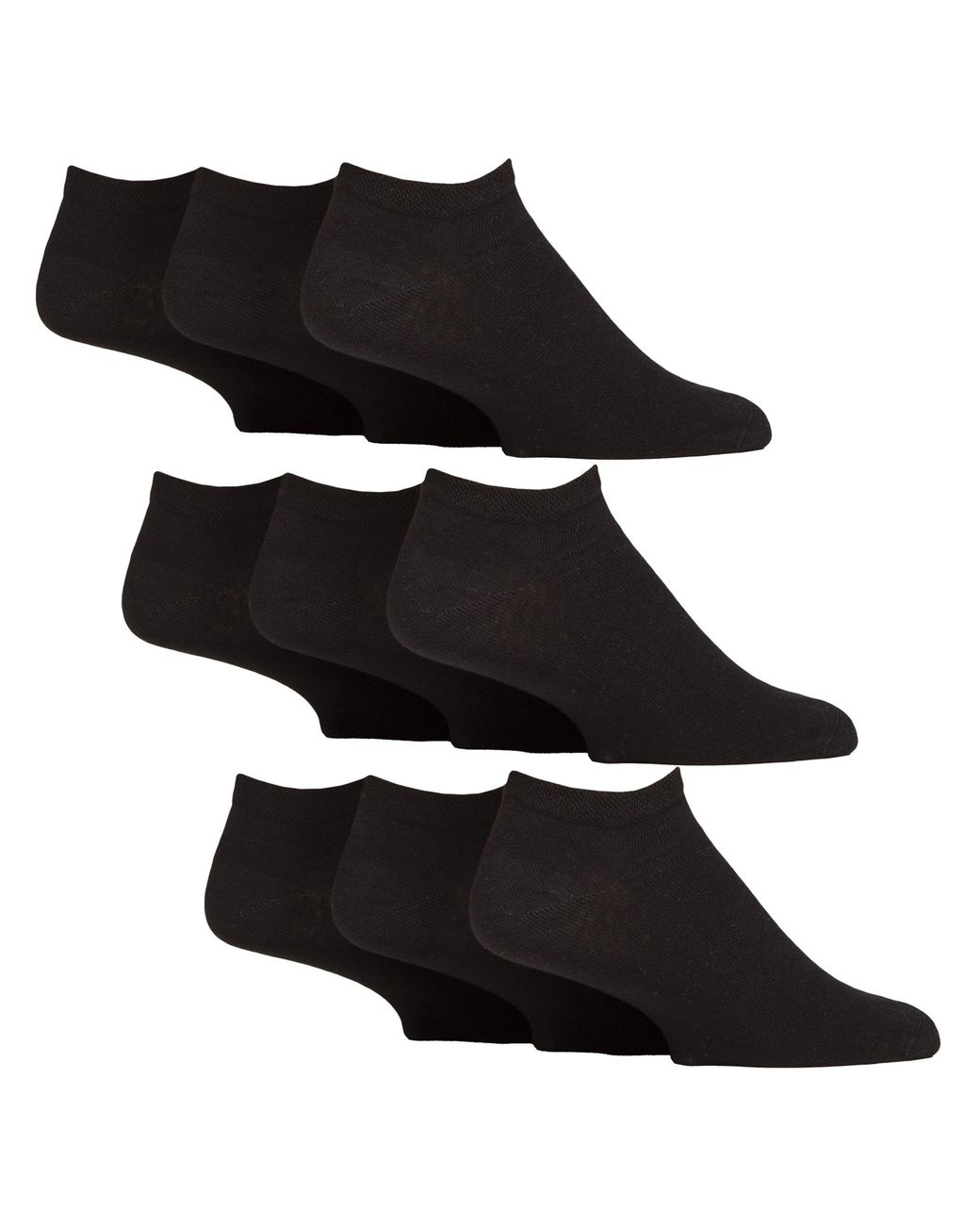 Gentle Grip Black 9 Pack Diabetic Trainer Socks, Swollen Feet Wide Ankle for men