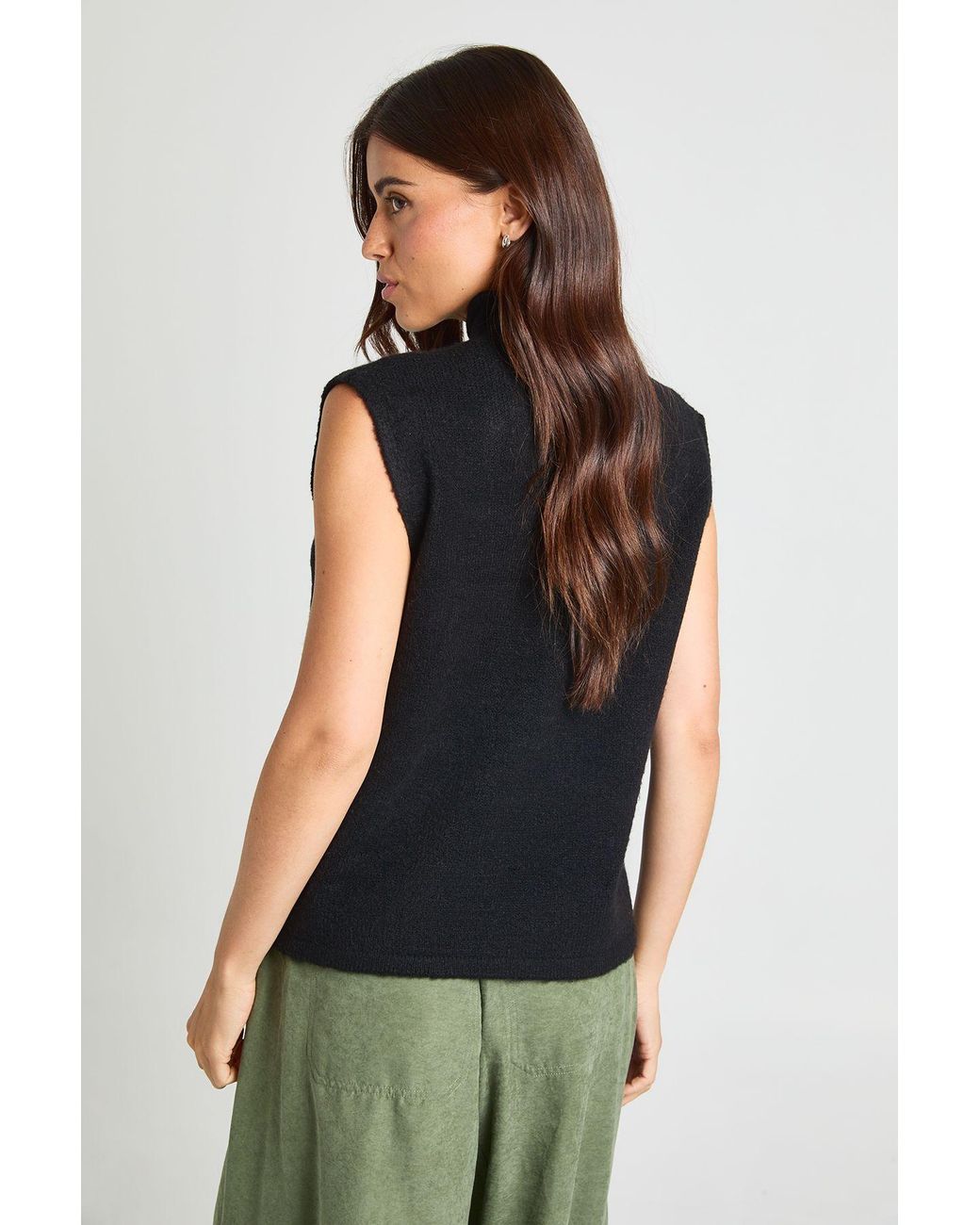 Boohoo Black Soft Knit Funnel Neck Top