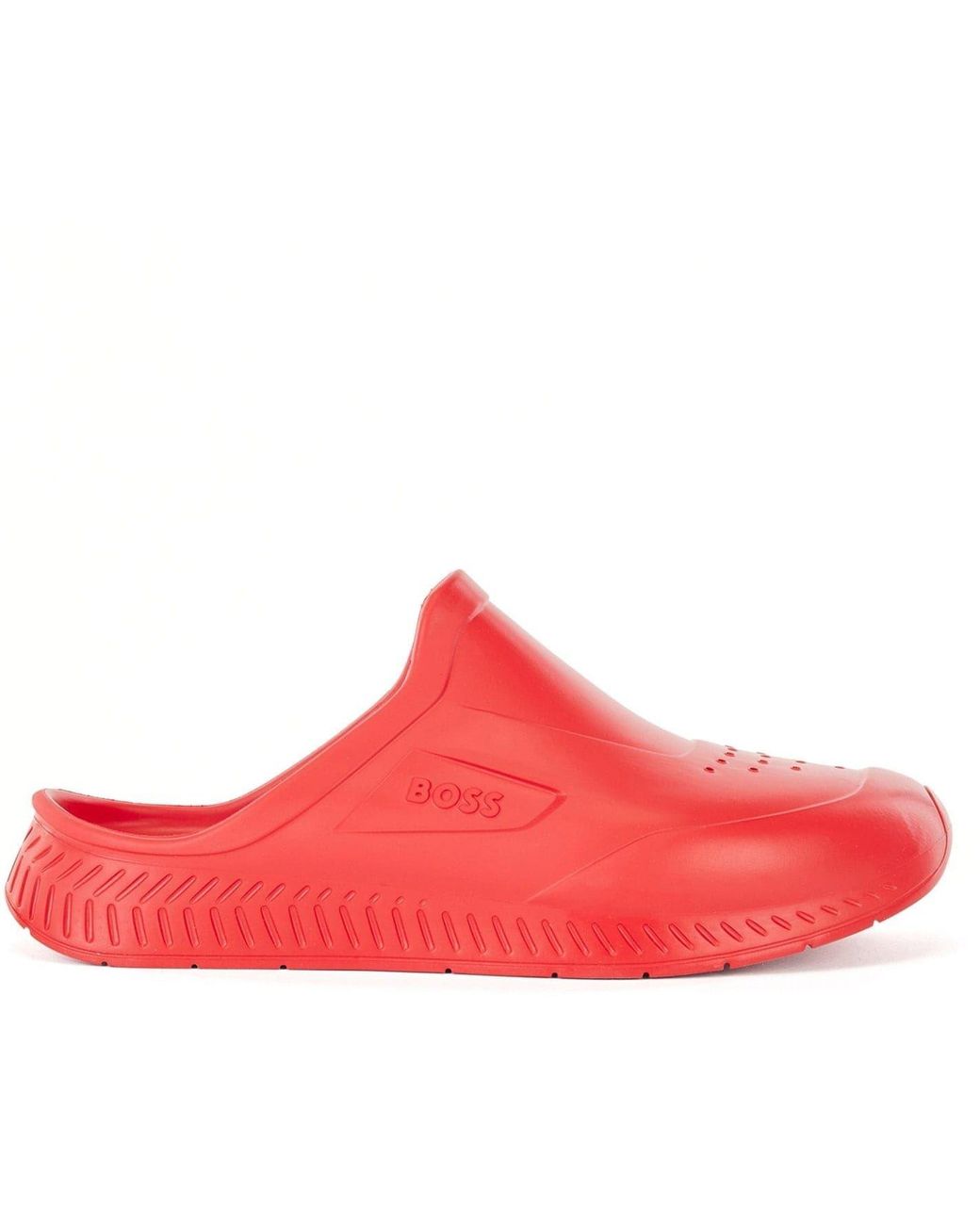Boss Red Rubber Slip On Closed Toe Slides for men