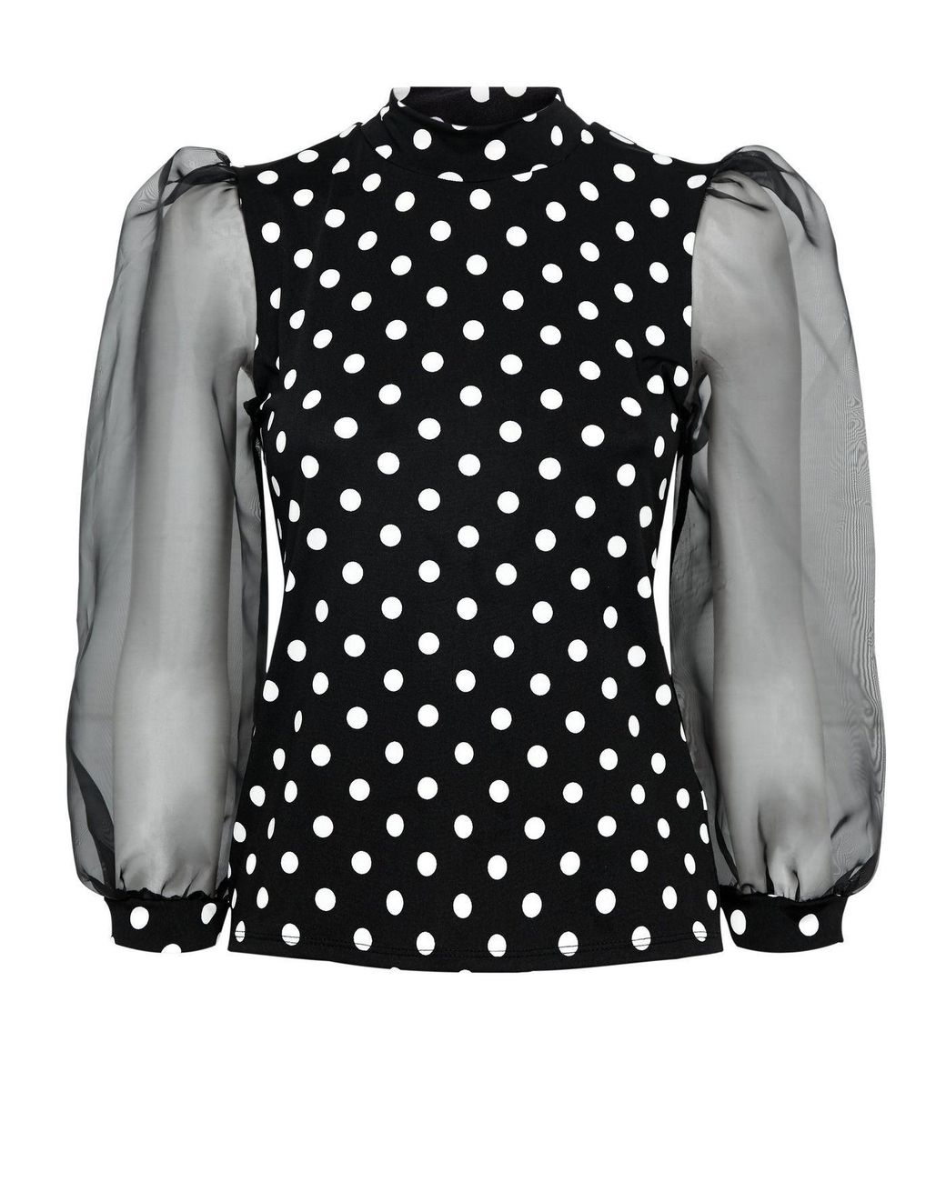 New Look Black Spot Blouse Puff Sleeve