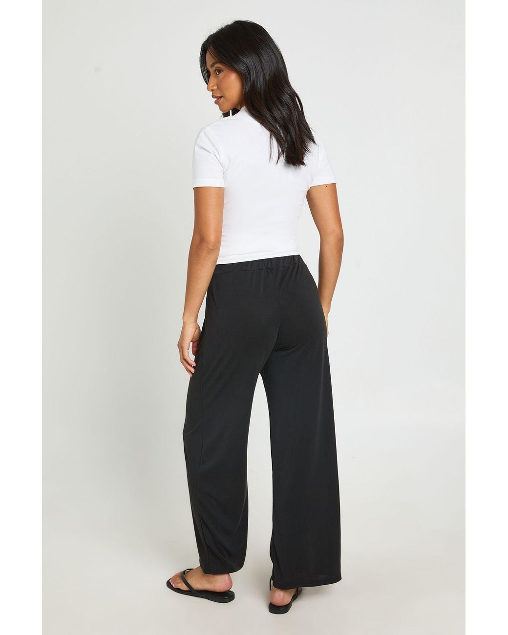 Boohoo Blue Petite Modal Straight Leg Trouser
