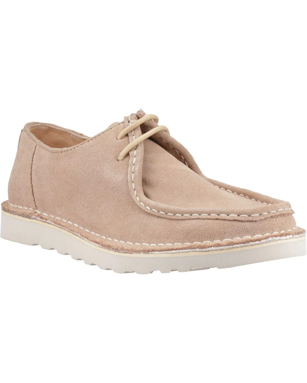 Hush Puppies Natural Otis Suede Sand Lace-Up Shoes for men