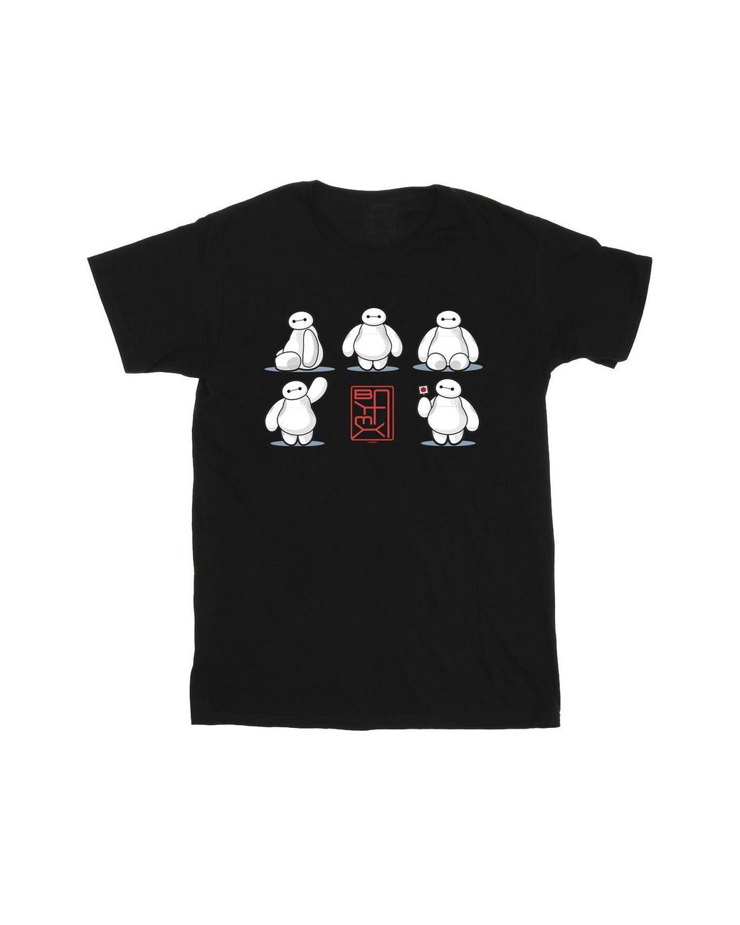 Disney Black Big Hero 6 Baymax Many Poses T-Shirt for men
