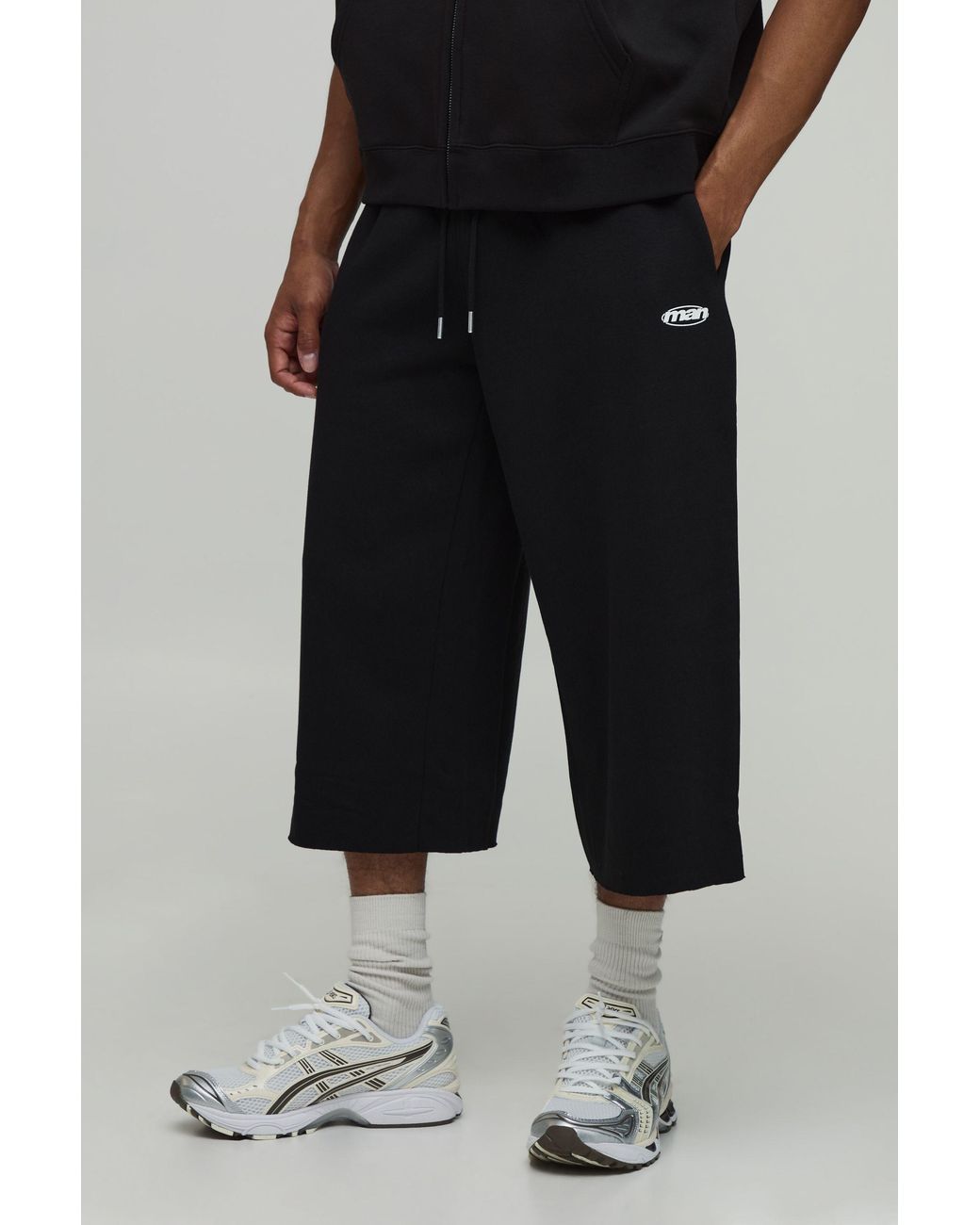 BoohooMAN Black Longline Sport Jort for men