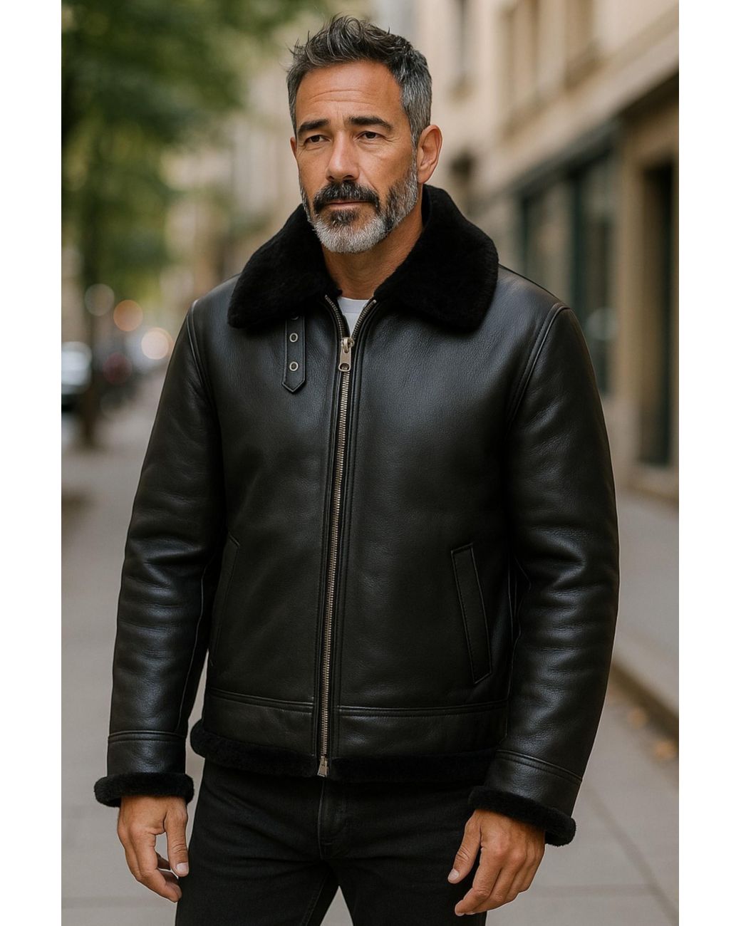 Infinity Leather Black B3 Aviator Real Sheepskin Flying Jacket-Hobart for men