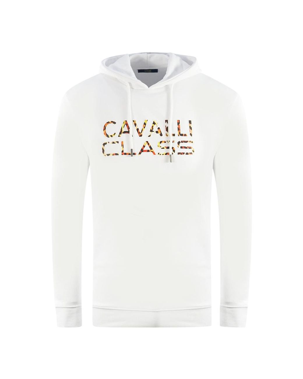 Roberto Cavalli White Brand Logo Hoodie Cotton for men