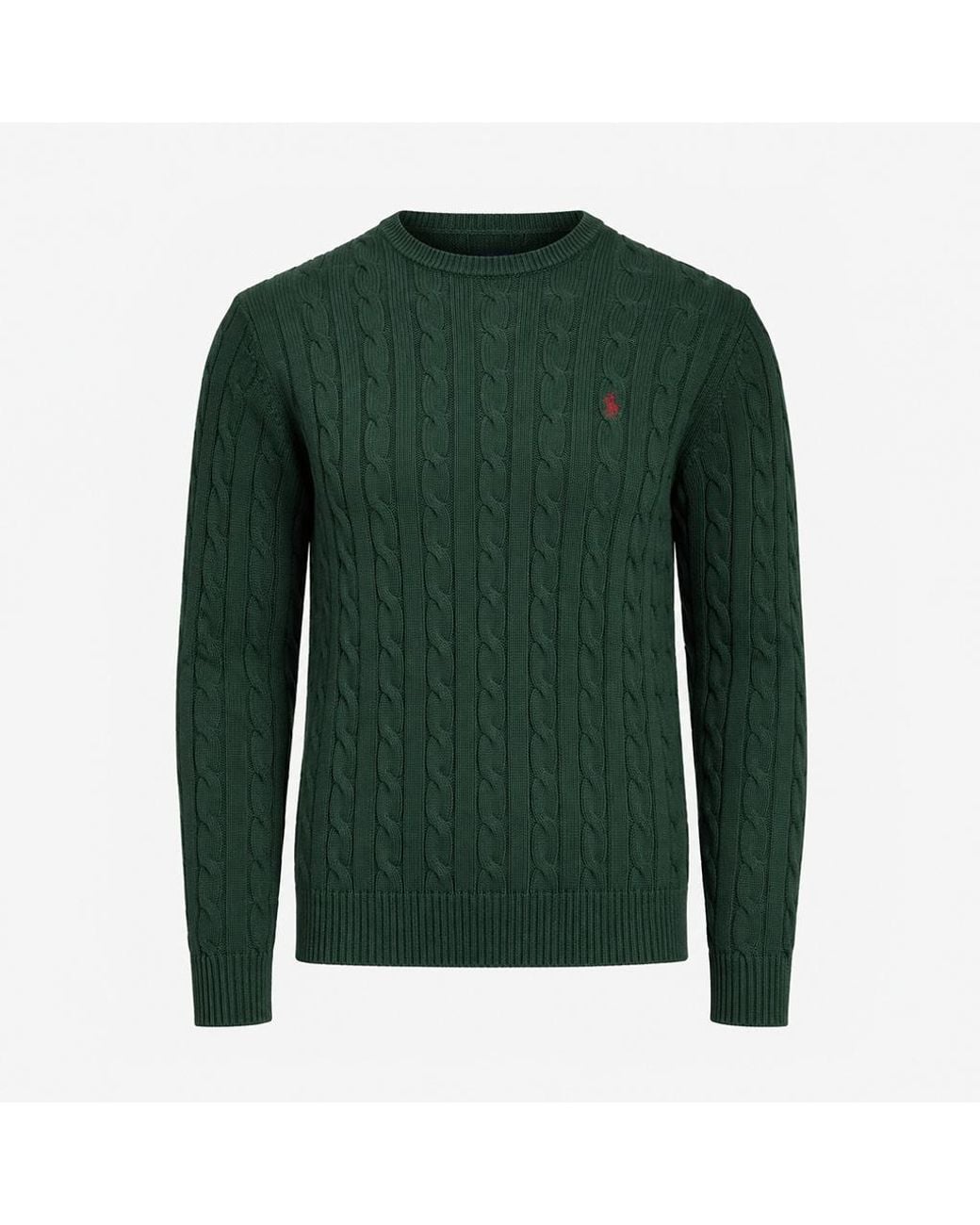 Joules Green Cable Crew Sweater Cotton for men