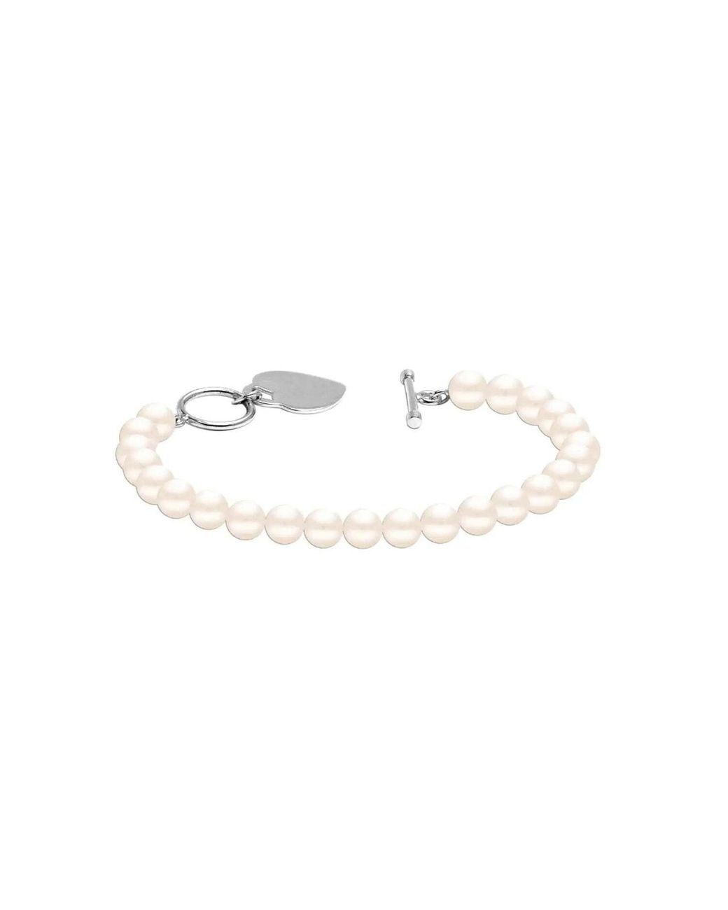 Bibei Metallic Pearl Bracelet With Heart Pendant, 925 Sterling Bipu023