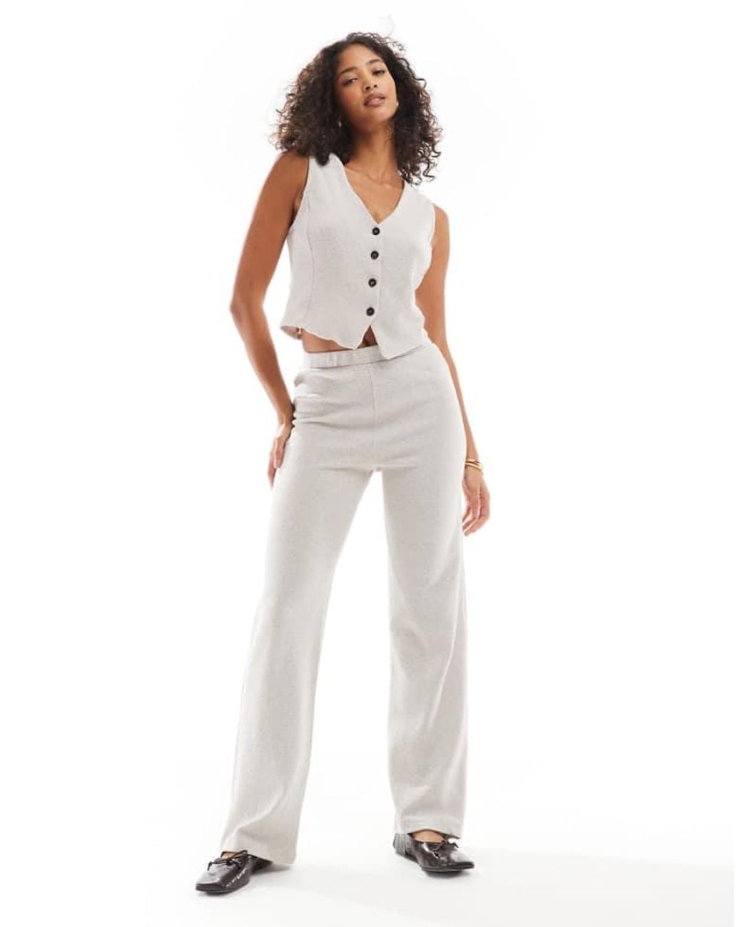 Pieces White Structured Jersey High Waisted Trouser Co-Ord