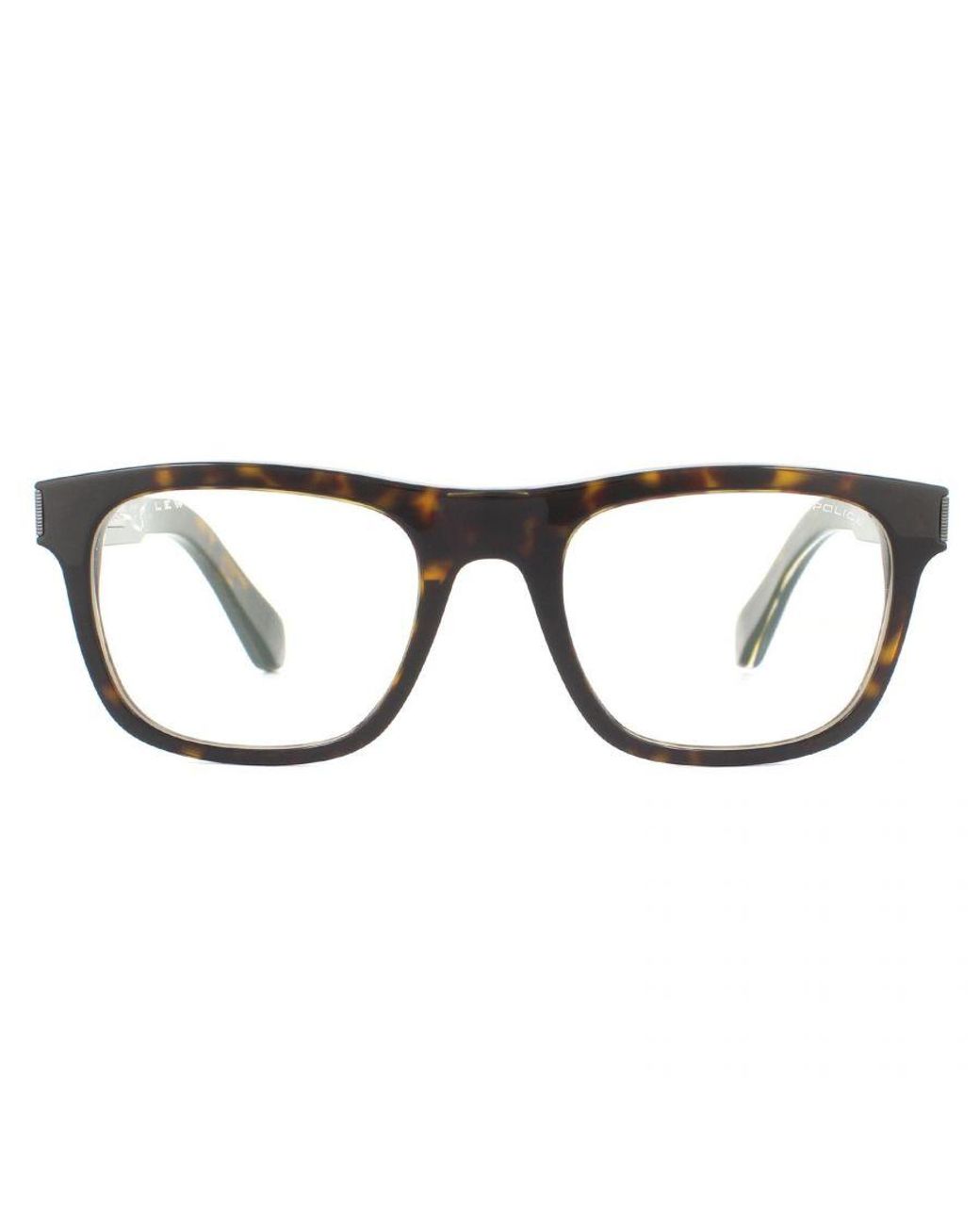 Police Brown Square Shiny Havana Clear Sunglasses for men