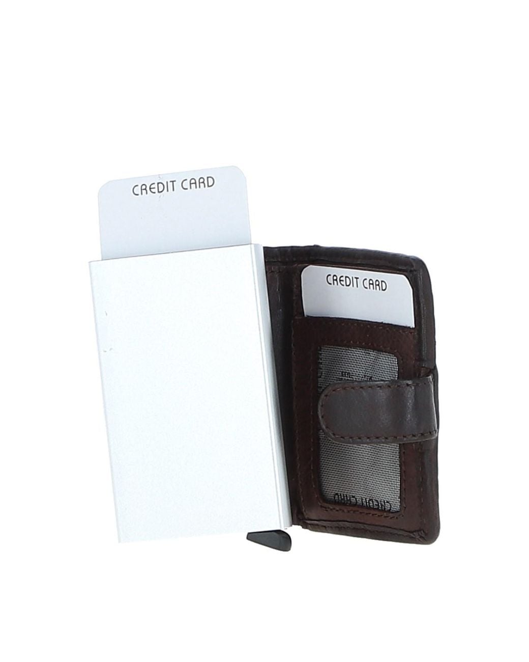 Ashwood Leather Black 'La Perfetto' Metal & Woven Card Wallet Case