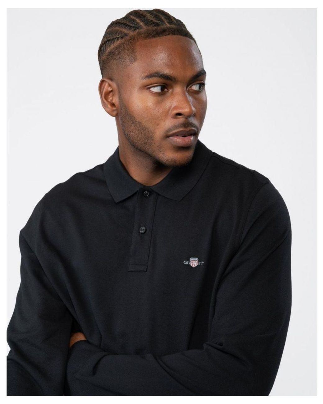 Gant Blue Regular Fit Long Sleeve Shield Logo Pique Rugger for men