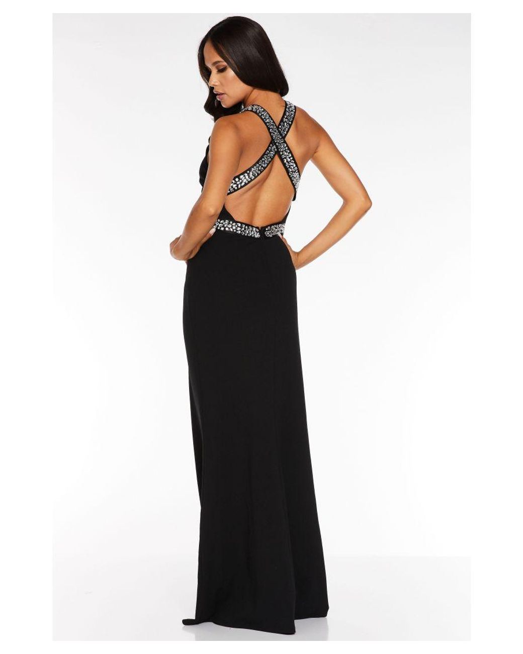 Black embellished back clearance fishtail maxi dress