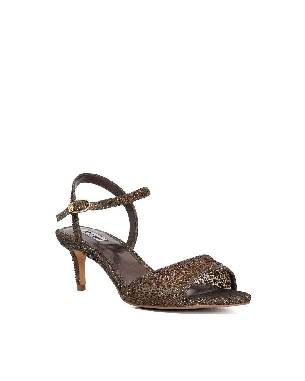 Dune Brown Manicure Hot Fix Mid Heel Sandals