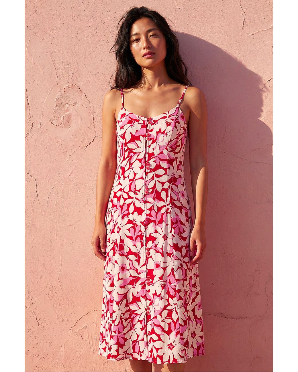 Roman Red Petite Floral Strappy Dress
