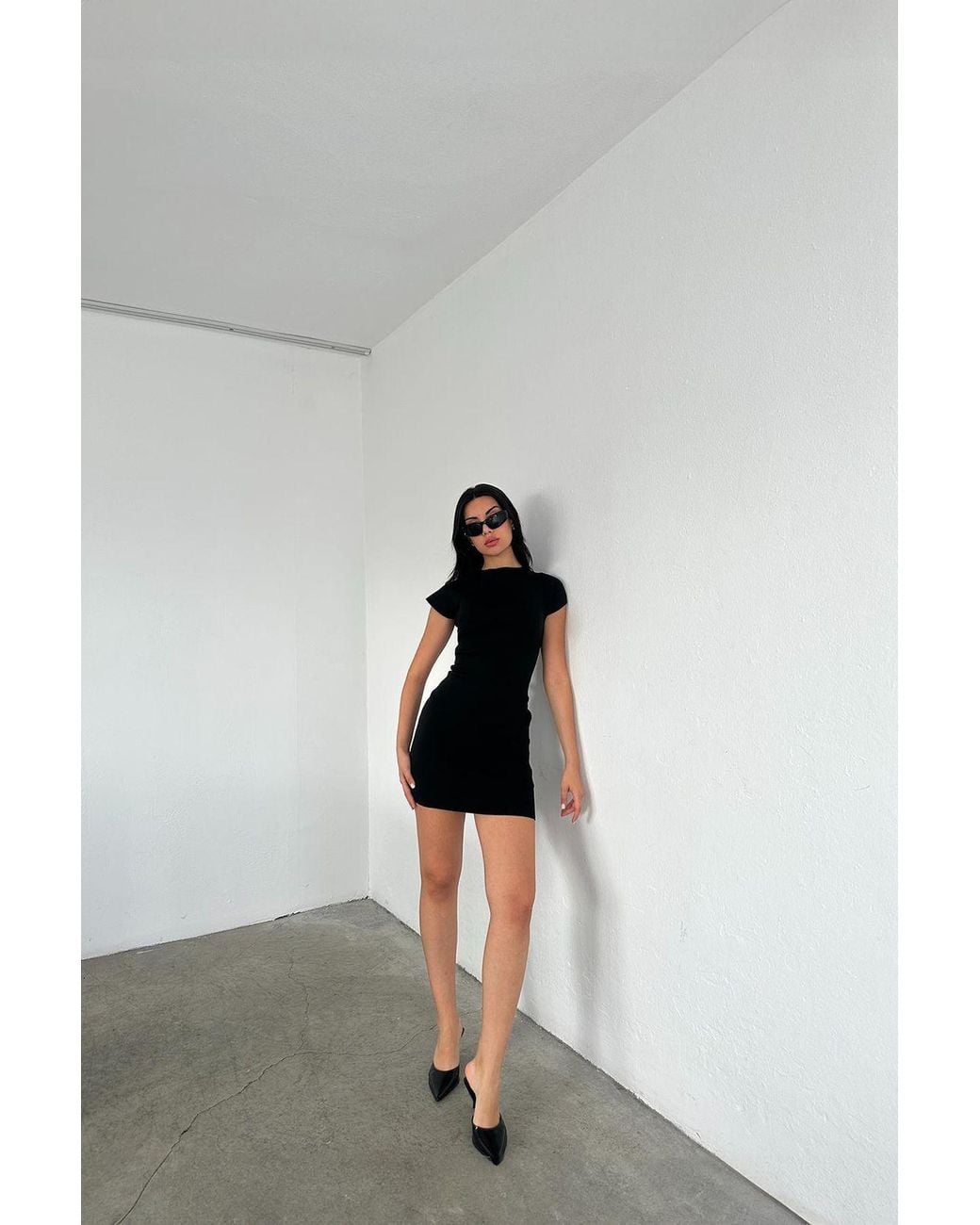 MixRay Black Basic Mini Knit Dress