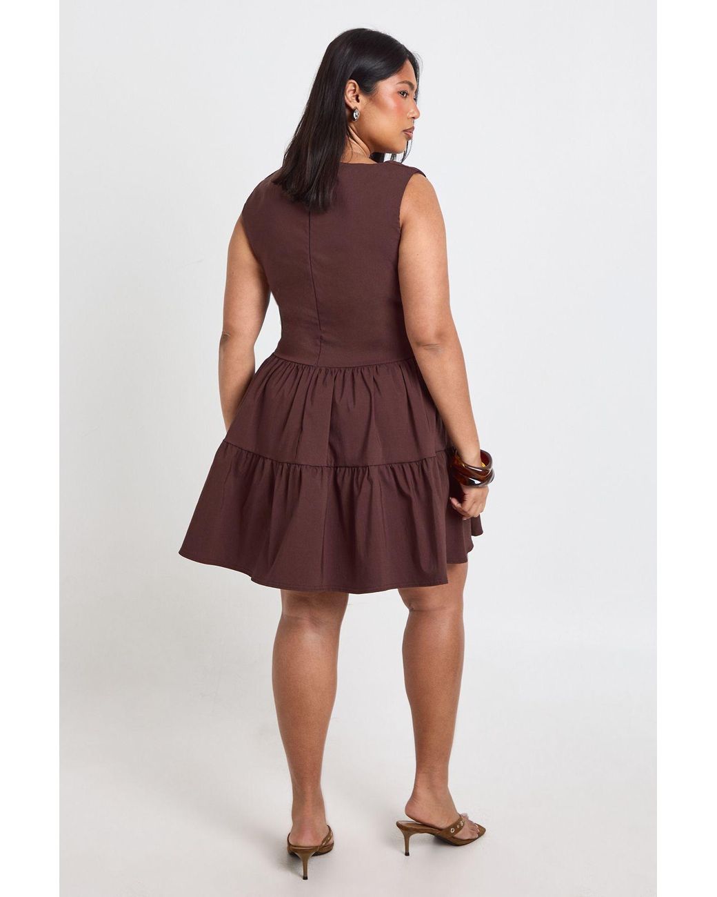 Boohoo Red Plus Bengaline Square Neck Mini Dress