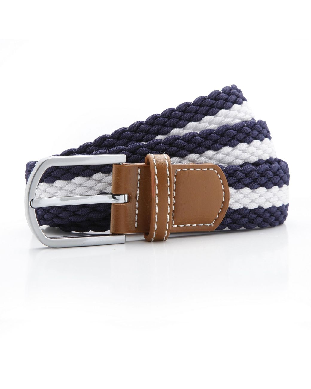 Asquith & Fox Blue Two Colour Stripe Braid Stretch Belt Rubber for men