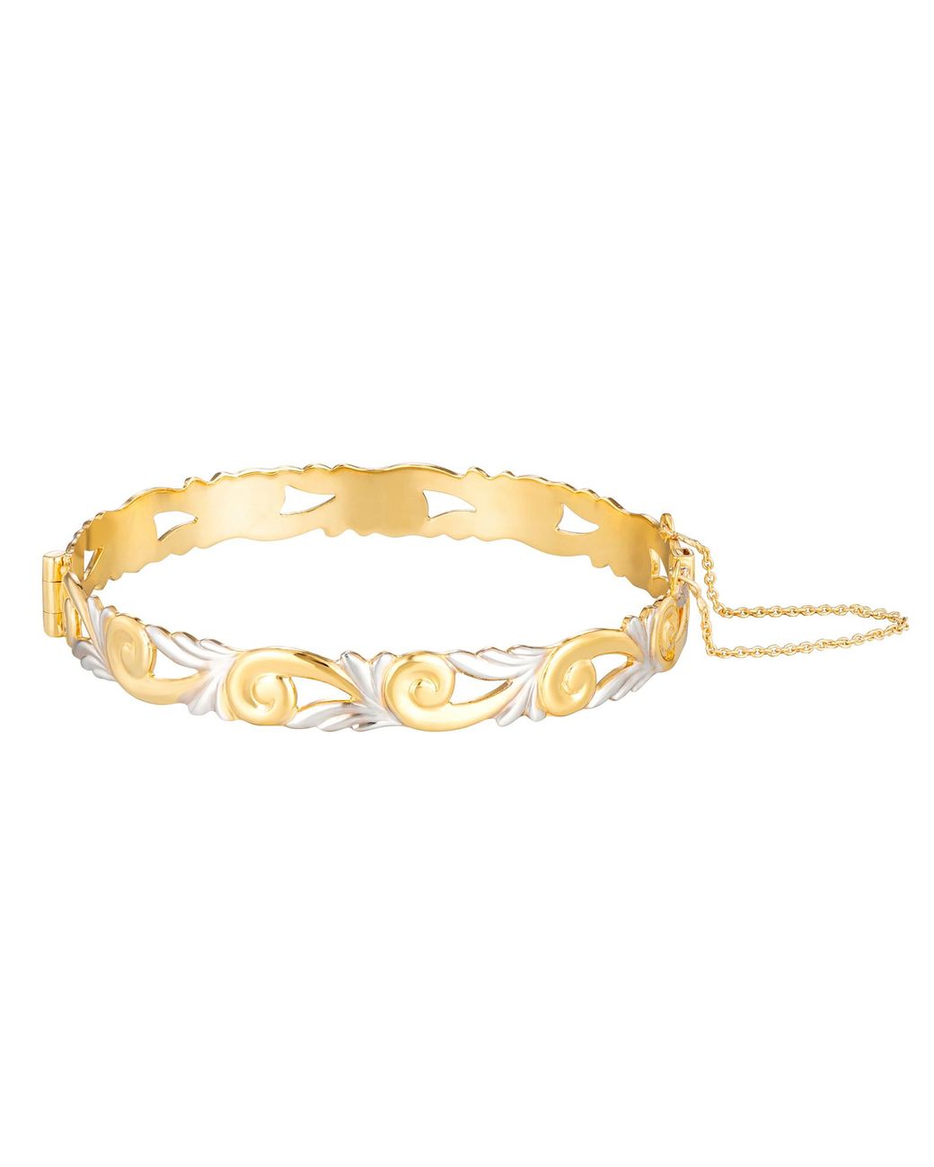 The Jewellery Stockroom Metallic Rolled Two-Tone Filigree Hinged Bangle