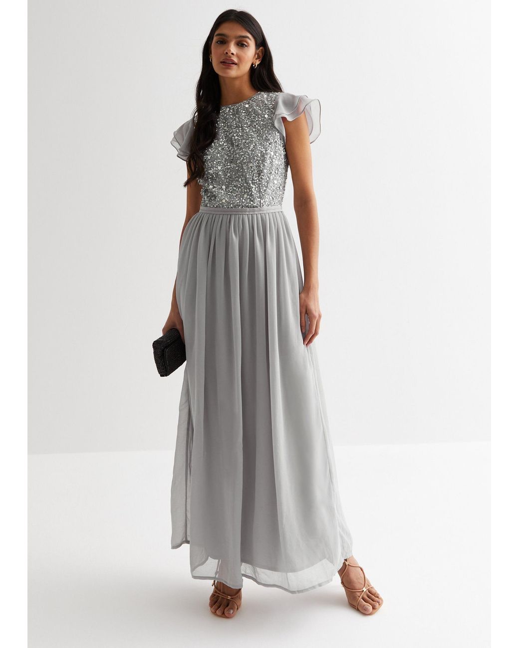 Gini London Gray Embellished Maxi Dress