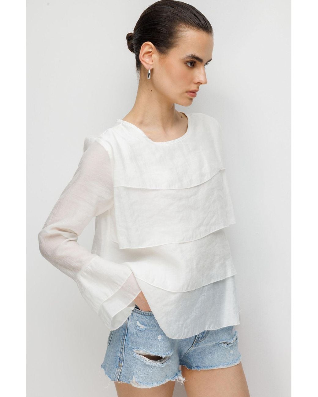 MixRay White Elastane Blouse