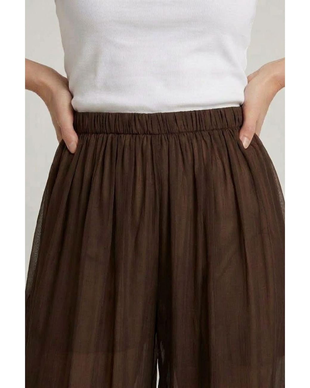 Izabel London Natural Semi Sheer Layer High Waist Harem Pants