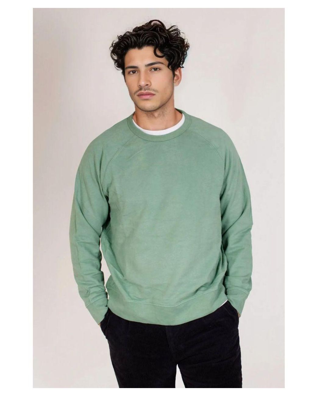 Secret Label Green Crew Neck Cotton Sweatshirt for men