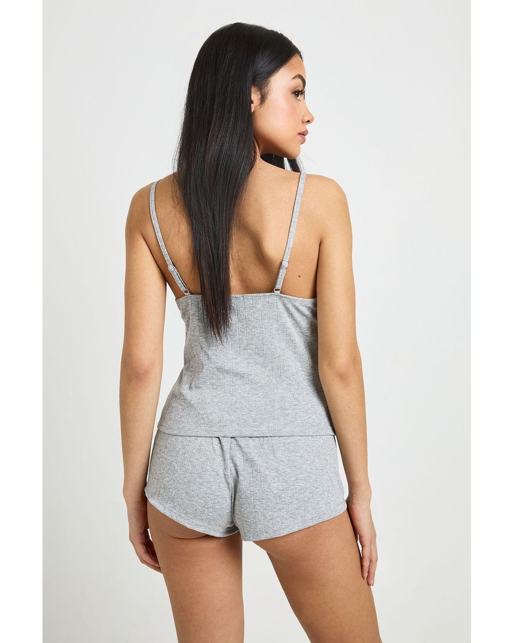 Boohoo White Pointelle Lace Trim Cami & Short Pyjama Set