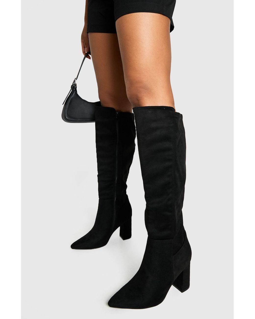 Boohoo Black Wide Fit Knee High Boots