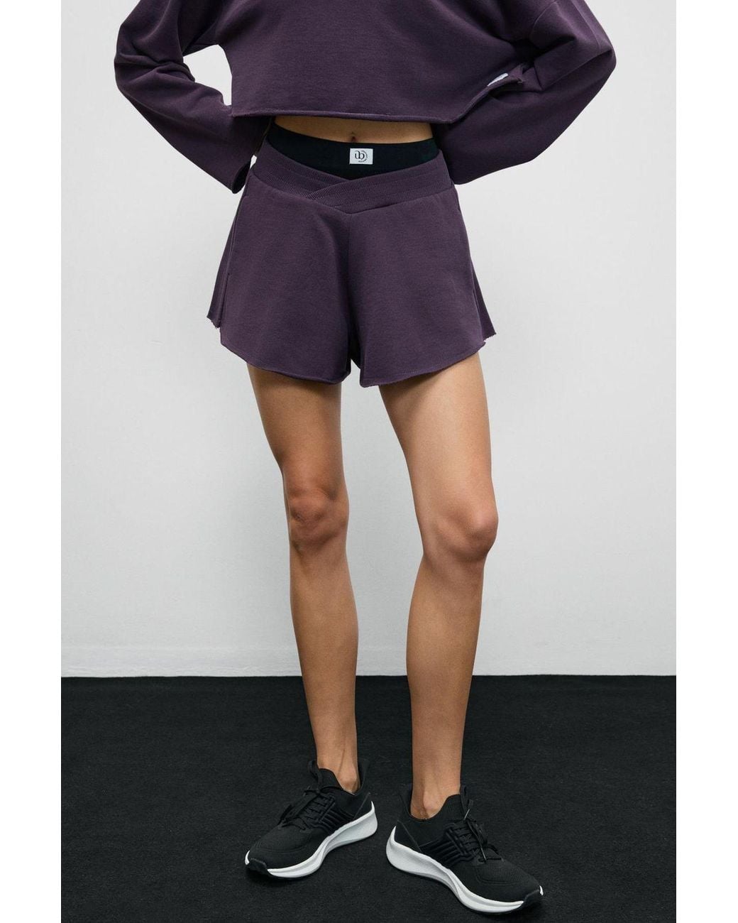 Grimelange Blue High Waist Wide-Leg Sweat Shorts