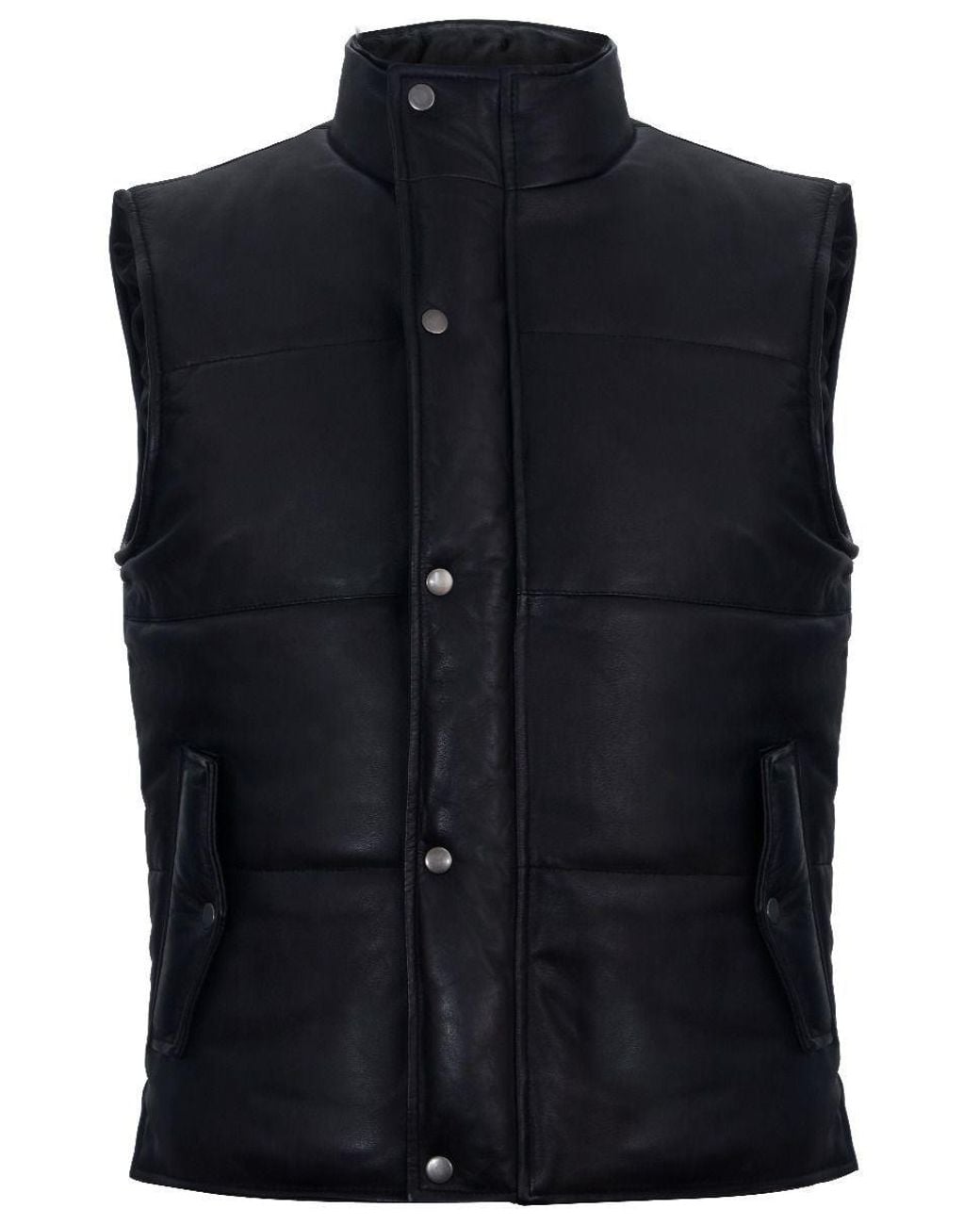 Infinity Leather Blue Puffer Warmer Waistcoat Sleeveless Padded Jacket for men