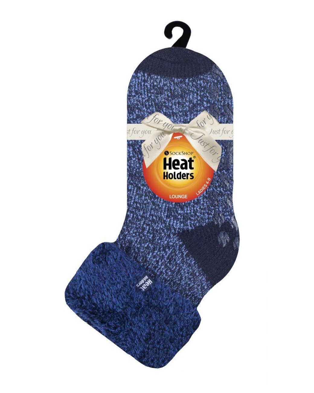 Heat Holders Blue Thermal Slipper Bed Socks With Non Slip Grips