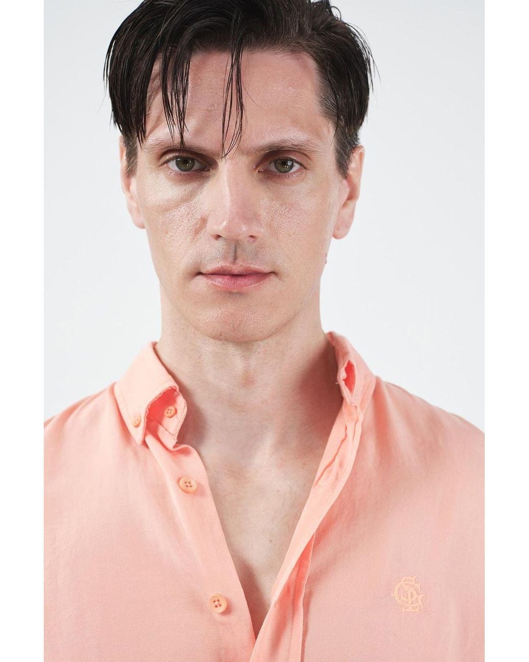 Giesto Pink Tencel Crepe Button-Down Shirt for men