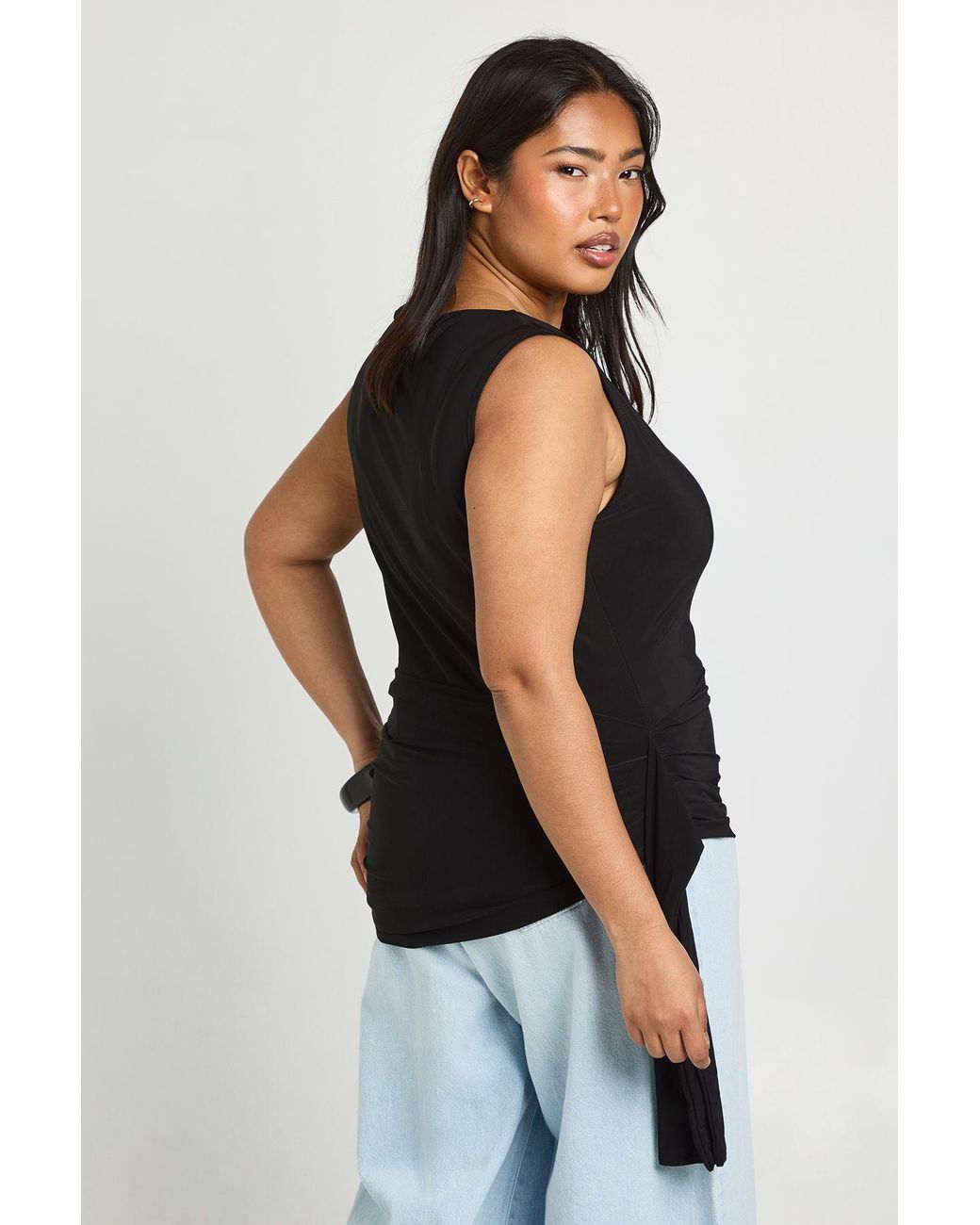 Boohoo Black Plus Drape Sleeveless Top