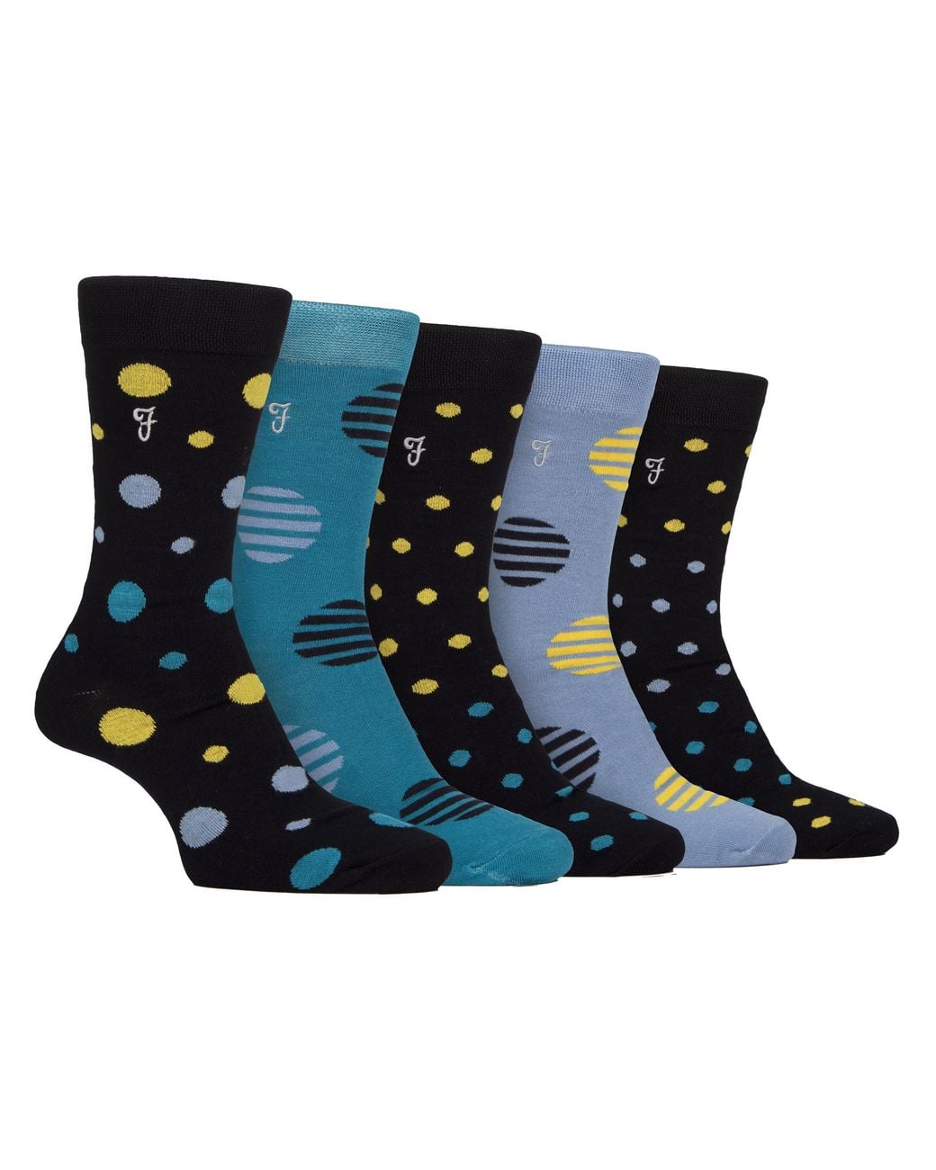 Farah Blue 5 Pack Bamboo Patterned Socks for men