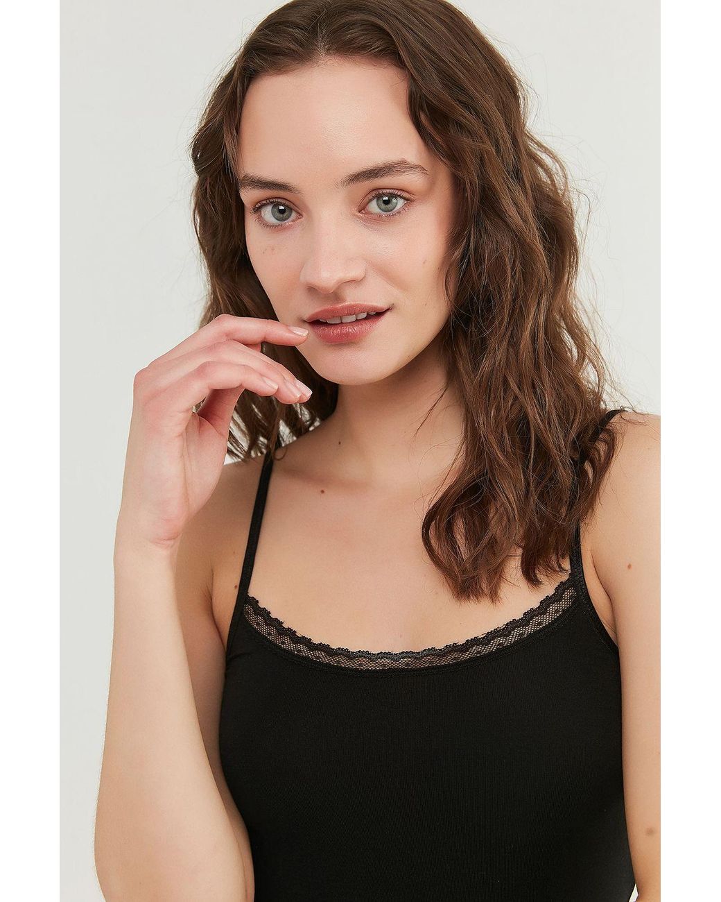 Penti Black Lace-Trim Modal Camisole