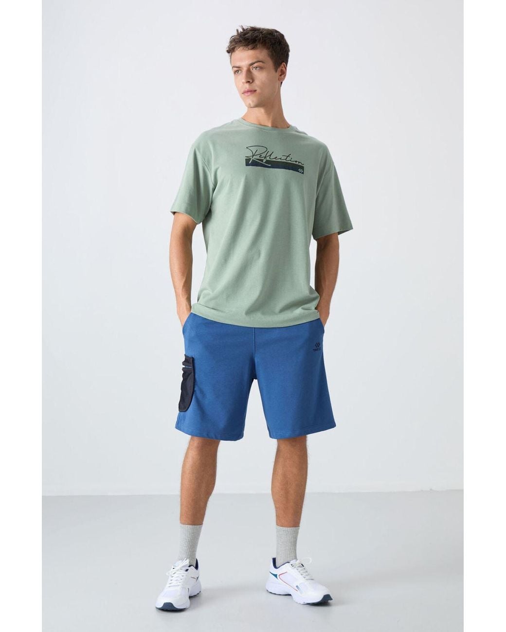 TOMMY LIFE Green Oversized Printed Cotton-Blend T-Shirt for men