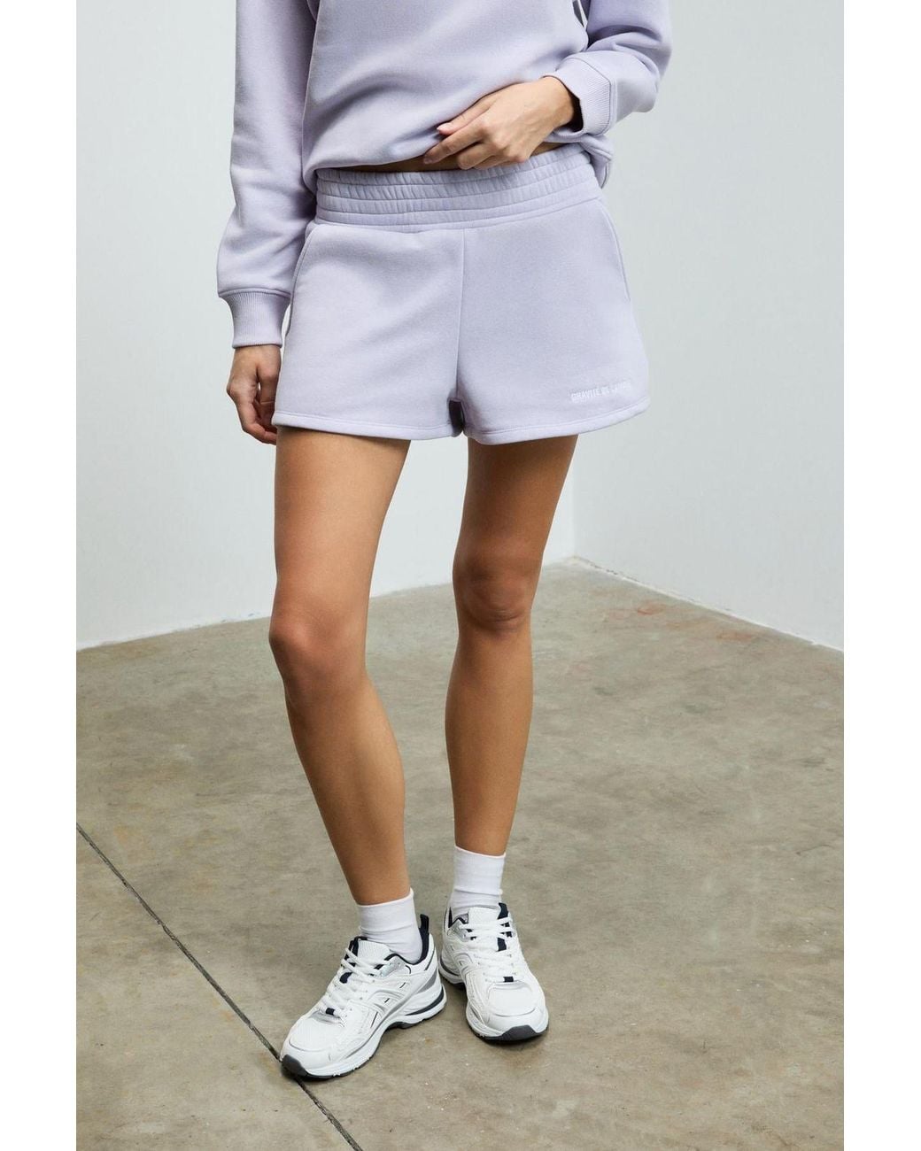 Grimelange White Relaxed Mid Waist Sweat Shorts