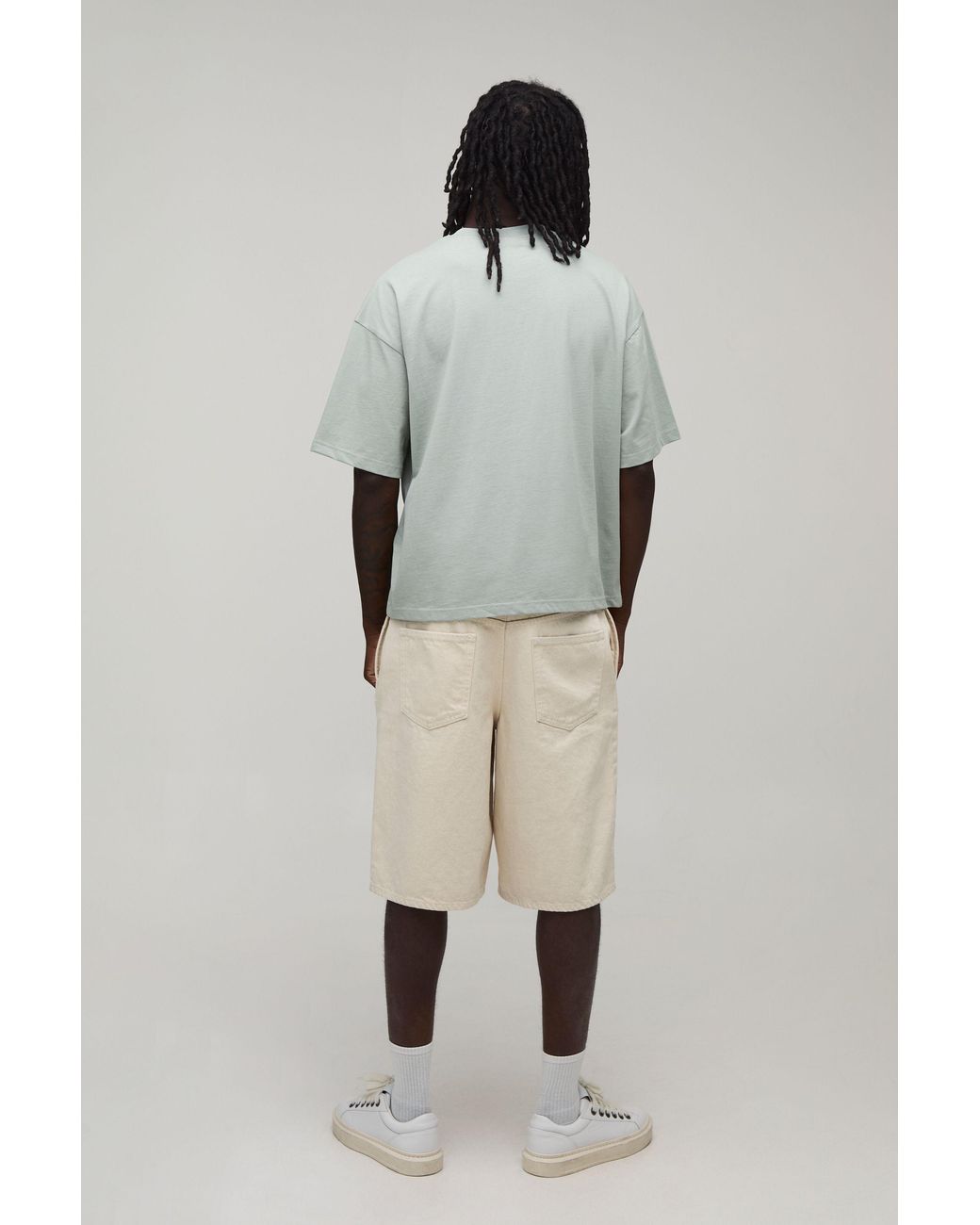 BoohooMAN Gray Oversized Boxy Palm Print T-Shirt for men