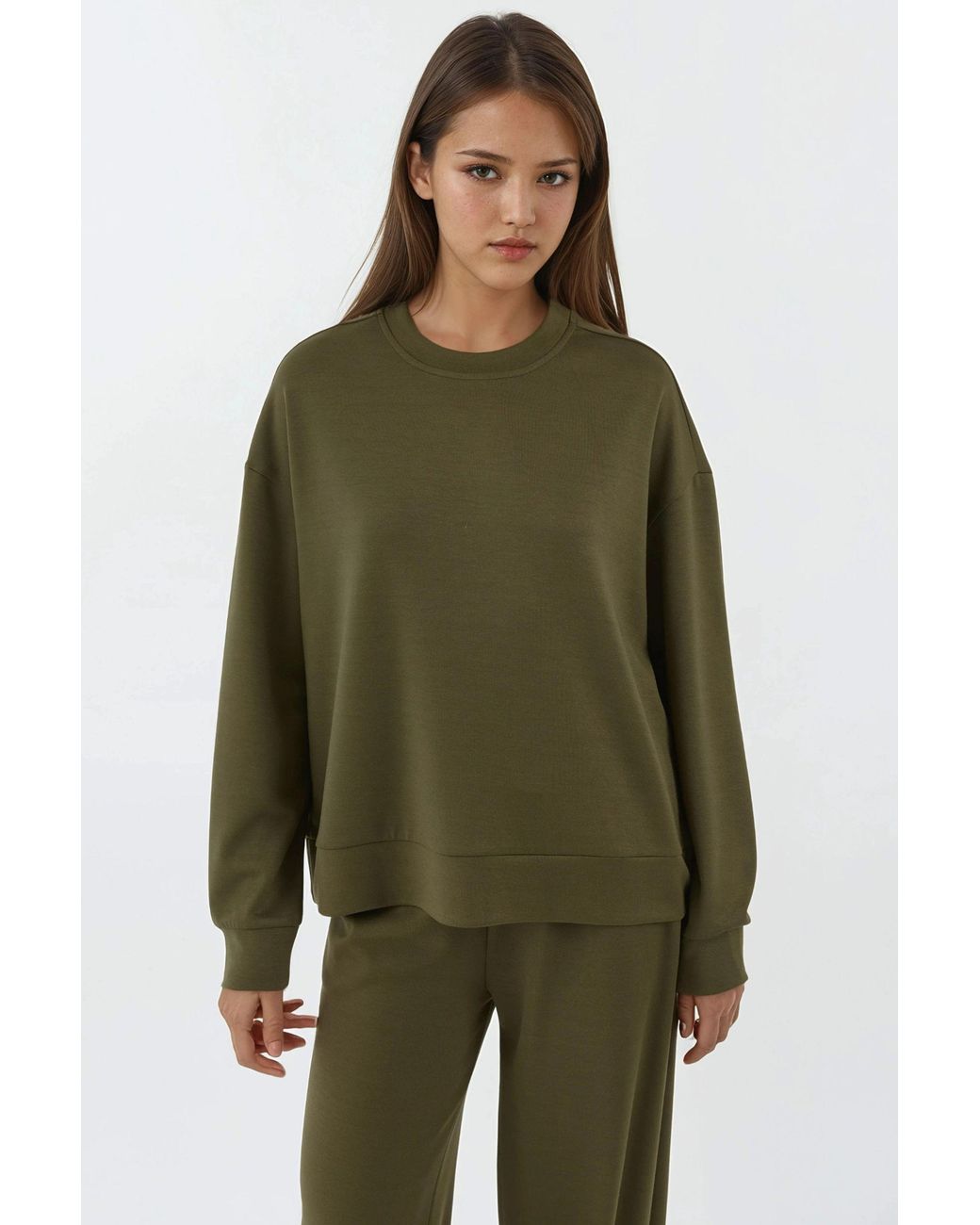 Hiccup Green Modal Touch Basic Sweatshirt