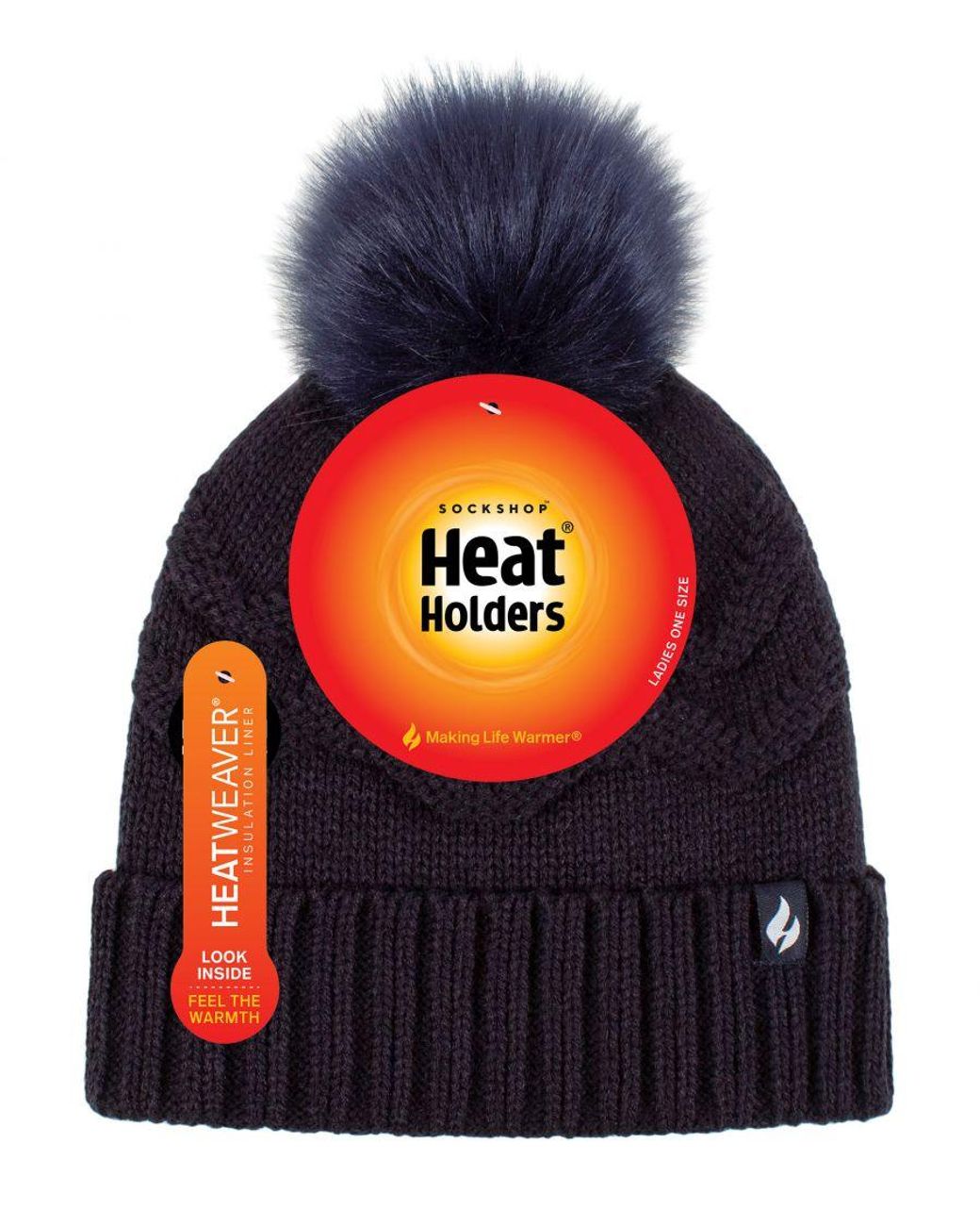 Heat Holders Blue Ladies Winter Fur Beanie Hat